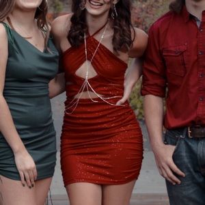 Sparkly red mini dress